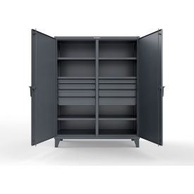 Double Shift Storage Cabinet with 8 Drawers, 60" W x 24" D x 78" H, Dark Gray