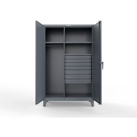 Extreme Duty Uniform Cabinet w/ Pegboard, 3 Shelves, 48"W x 24"D x 78"H, Dark Gray