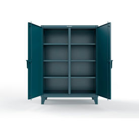 Double Shift Storage Cabinet, 12 Gauge, 36"W x 24"D x 66"H, Blue