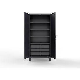 Extreme Duty Cabinet w/6 Half-Width Drawers, 4 Shelves, 36"W x 24"D x 78"H, Black