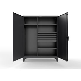 Extra Heavy Duty Uniform Cabinet w/4 Drawer, 3 Shelves, 60"W x 24"D x 78"H, Blank