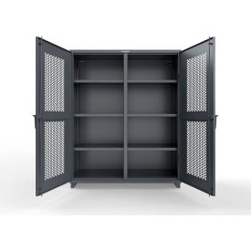 Double Shift Ventilated Hex Cabinet, 14 GA, 60" W x 24" D x 75" H, Dark Gray