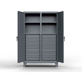 Double Shift Storage Cabinet with 16 Drawers, 72" W x 24" D x 66" H, Dark Gray