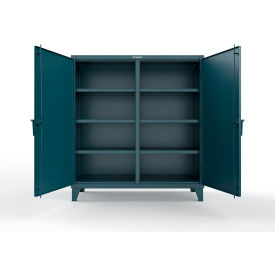 Double Shift Storage Cabinet, 12 Gauge, 60"W x 24"D x 66"H, Blue