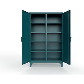 Double Shift Storage Cabinet, 12 Gauge, 48"W x 24"D x 78"H, Blue