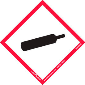 GHS Label, Gas Cylinder, 4"W x 4"L, Paper, Pack of 50