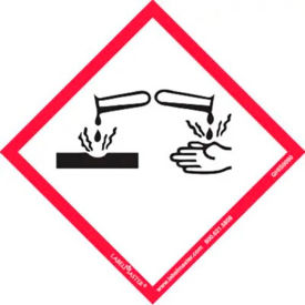 GHS Label, Corrosion, 4"W x 4"L, PVC-Free Film, Pack of 50
