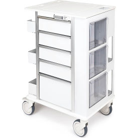 Phlebotomy Cart, 5 Drawers & E-Lock, 23-1/2"L x 17-3/4"W x 42"H, Off White