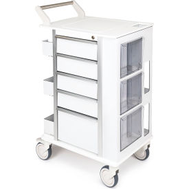 Enhanced Phlebotomy Cart, 5 Drawers & Key Lock, 23-1/2"L x 17-3/4"W x 42"H, Off White