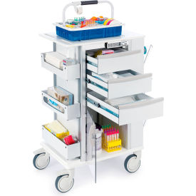 Phlebotomy Cart, 3 Drawers & E-Lock, 24-1/4"L x 19"W x 38"H, Off White