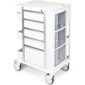 Phlebotomy Cart, 5 Drawers & Key Lock, 23-1/2"L x 17-3/4"W x 42"H, Off White
