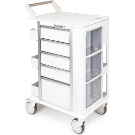Enhanced Phlebotomy Cart, 5 Drawers & E-Lock, 23-1/2"L x 17-3/4"W x 42"H, Off White