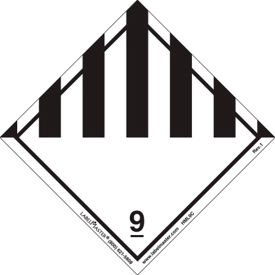 Miscellaneous Dangerous Goods Paper Label, 4"L x 4"W, Black/White, Roll of 100