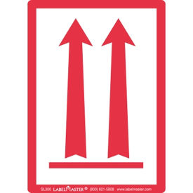 Arrow Up Air Labels, PVC-Free Film, 4"L x 6"W, Red/White, Roll of 500