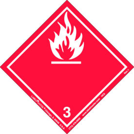 Flammable Liquid Paper Label, 4"L x 4"W, Red/White, Roll of 500