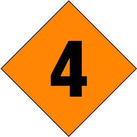 Fire Division Symbol "4, 12" Label, Magnetic Vinyl, 12" Dia., Orange/Black
