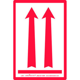 Arrow Up Air Labels, Paper, 4"L x 6"W, Red/White, Roll of 500