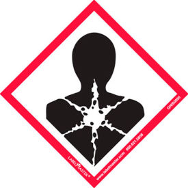 GHS Label, Health Hazard, 4"W x 4"L, PVC-Free Film, Pack of 50