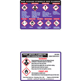 GHS Label Wallet Cards, Laminated Paper, Purple/White/Black, Pack of 25