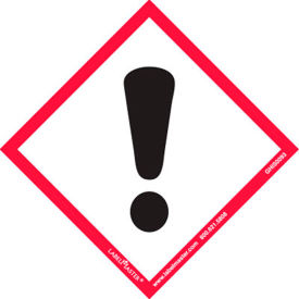 GHS Label, Exclamation Mark, 4"W x 4"L, PVC-Free Film, Pack of 50