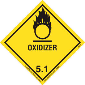 "Oxidizer" Paper Label, 4"L x 4"W, Yellow/Black, Roll of 500