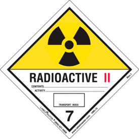 "Radioactive II" Paper Label, 4"L x 4"W, Yellow/Black/White, Roll of 500
