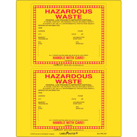 Hazardous Waste Laser Printable Paper Label, 6"L x 5"W, Black/Red/Yellow, Pack of 25