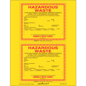 California Waste Laser Paper Label, 6"L x 5"W, Black/Red/Yellow, Pack of 25