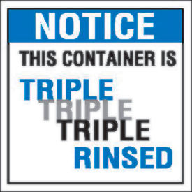 Triple Rinsed Label, 6"W x 6"L, Paper, Pack of 100