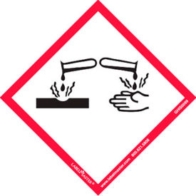 GHS Label, Corrosion, 4"W x 4"L, PVC-Free Film, Roll of 100