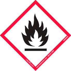 GHS Label, Flame, 4"W x 4"L, Paper, Roll of 100