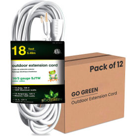 18' SJTW Heavy Duty Outdoor Extension Cord, 16/3 Gauge, 13A, White