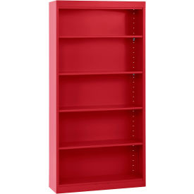 All-Welded Stationary Bookcase, 36"W x 12"D x 72"H, Red