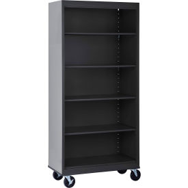 All-Welded Mobile Bookcase, 36"W x 18"D x 78"H, Black