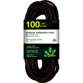 100' SJTW Heavy Duty Outdoor Extension Cord, 16/3 Gauge, 10A, Black