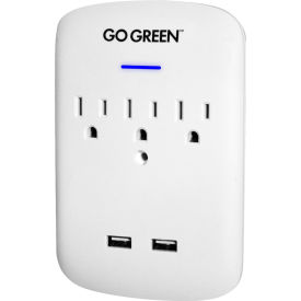 3 Outlet Wall Tap with USB/Surge, 3.1A, White