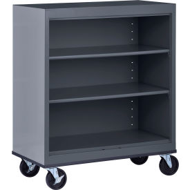 All-Welded Mobile Bookcase, 36"W x 18"D x 42"H, Charcoal