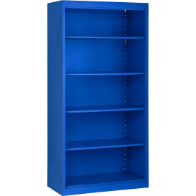 All-Welded Stationary Bookcase, 36"W x 18"D x 72"H, Blue