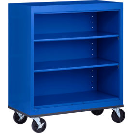 All-Welded Mobile Bookcase, 36"W x 18"D x 42"H, Blue