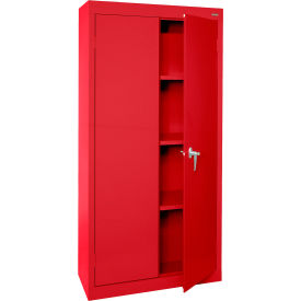 Value Line Light Duty Storage Cabinet, 24 Gauge, 30"W x 18"D x 72"H, Red