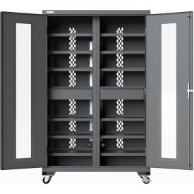 Mobile Charging Station Cabinet, 16 Gauge, 48-1/16"W x 23-7/8"D x 77-11/16"H, Gray