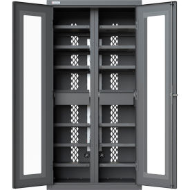 Stationary Charging Station Cabinet, 16 Gauge, 36-1/16"W x 23-7/8"D x 72"H, Gray