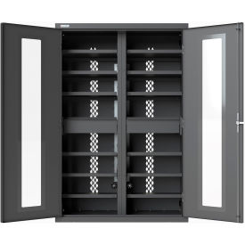 Stationary Charging Station Cabinet, 16 Gauge, 48-1/16"W x 23-7/8"D x 72"H, Gray
