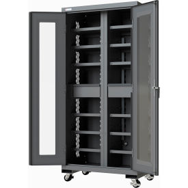 Mobile Charging Station Cabinet, 16 Gauge, 36-1/16"W x 23-7/8"D x 77-11/16"H, Gray