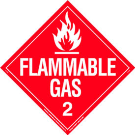 Flammable Gas Placard, 10-3/4"W x 10-3/4"H, Permanent Vinyl, Pack/25