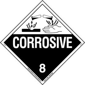Corrosive Placard, Worded, 10-3/4"W x 10-3/4"H, Rigid Vinyl, Pack/25