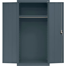 Elite All-Welded Wardrobe Cabinet, Solid Door, 36"W x 24"D x 72"H, Charcoal