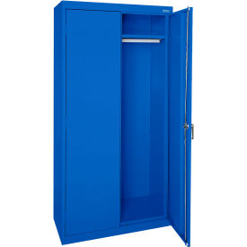 Classic All-Welded Wardrobe Cabinet, Solid Door, 36"W x 24"D x 72"H, Blue
