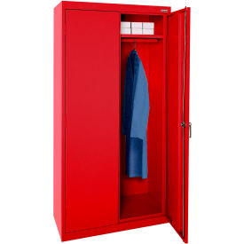 Classic All-Welded Wardrobe Cabinet, Solid Door, 36"W x 24"D x 72"H, Red