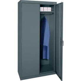 Classic All-Welded Wardrobe Cabinet, Solid Door, 36"W x 24"D x 72"H, Charcoal